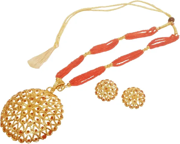 Assamese_Traditional_Gold_Plated_Red_Colour_Japi_Tassel_Jewellery_Set_For_Women